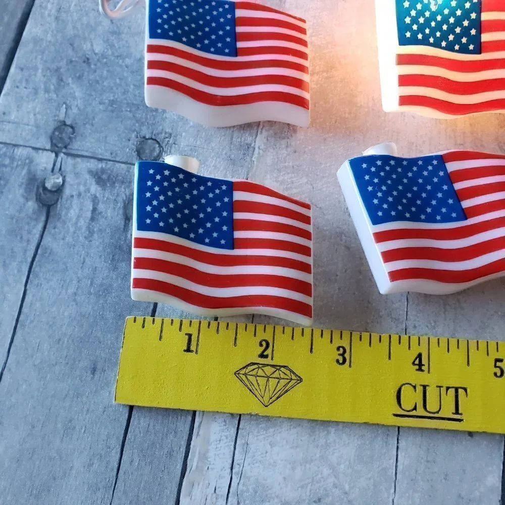 American Flag Blow Mold String Lights - Plug-in